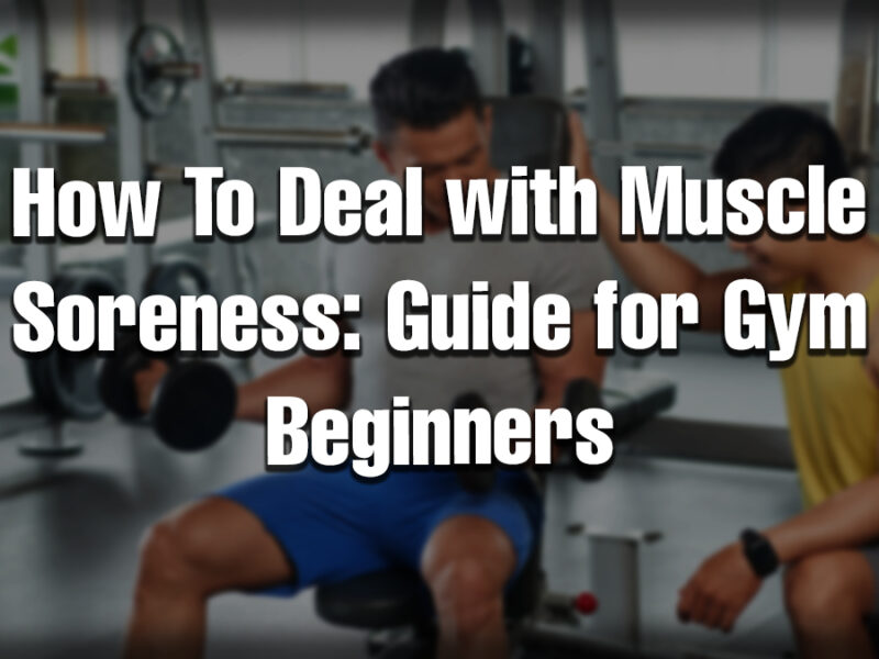 A fitness trainer helping a gym beginner lift weights, showing how to relieve muscle soreness after workout through proper training and recovery.